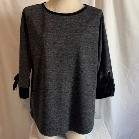 NEW CHARTER CLUB ATHLEISURE TOP Grey Black - Picture 3 of 7